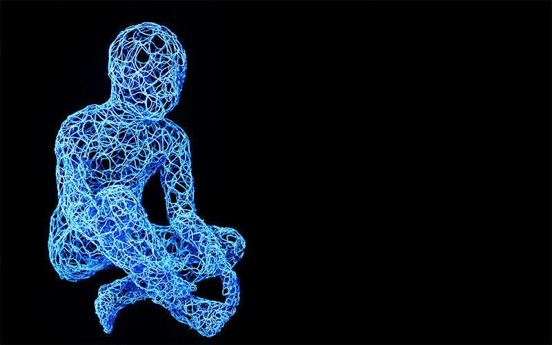 "Tracce - Oltre lo sguardo" Luminescent woven stainless steel sculpture, cm 59 x 37 x 56, 2016 Unique Piece