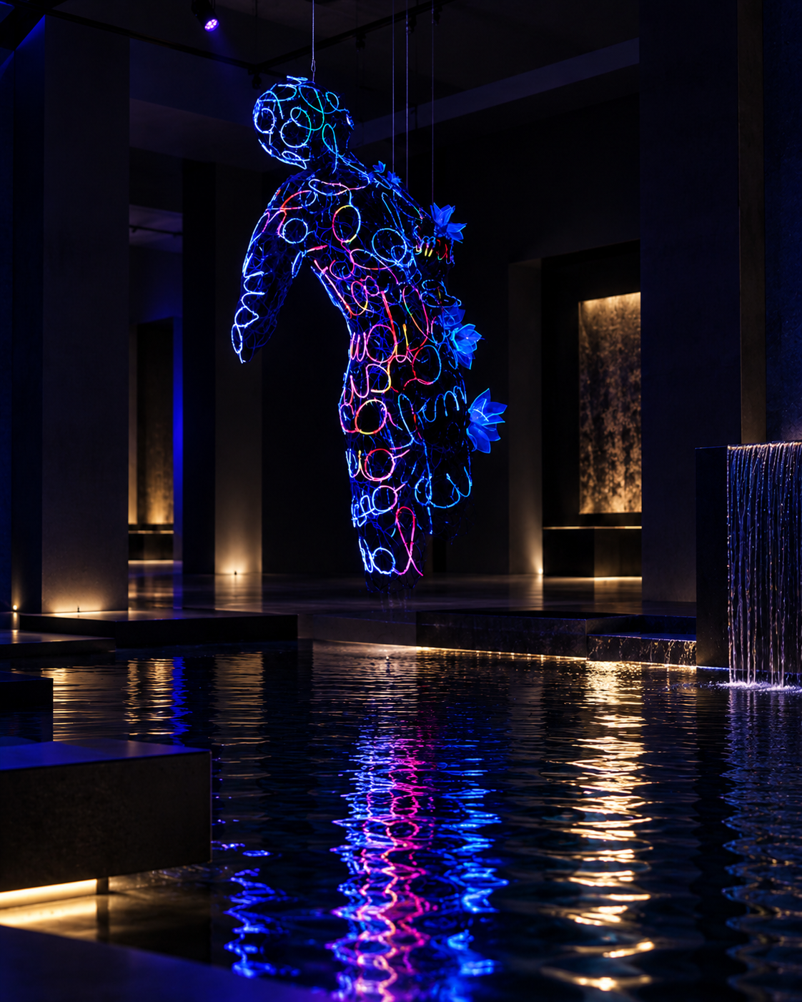 Bacio di luna, scultura luminescente di Giuseppe Inglese in un’ambientazione digitale